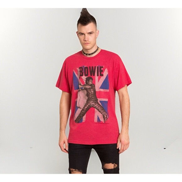 David Bowie Tee Shirt Men's Size XL Red Retro Band Rock British - Picture 1 of 8